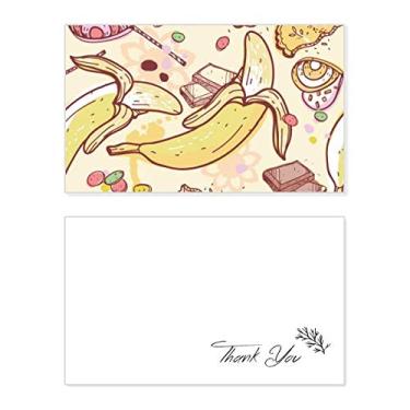 Imagem de Ilustração de frutas banana, estampa colorida, cartão de agradecimento, papel de aniversário, agradecimento de casamento