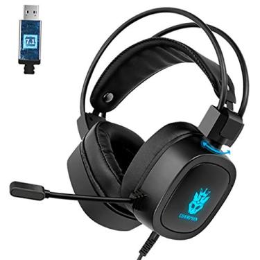 Imagem de KESOTO Gaming Headphone com Fio 7 Microfone para Computador, USB preto