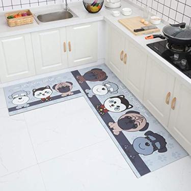 Imagem de Jun Jiale Tapete de cozinha de qualidade premium, tapete antiderrapante de borracha durável, tapete lavável (50,8 x 180,3 cm) Pug