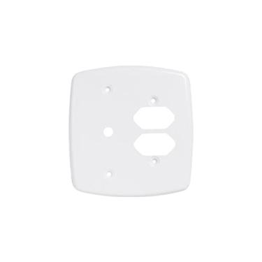 Imagem de Placa 4x4 para saída de fio + 2 tomadas 2P+T - cor branca