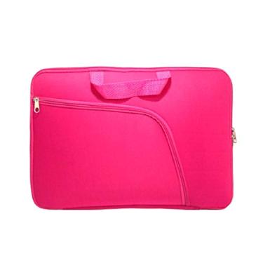 Imagem de Capa Case Bolsa Notebook Com Bolso Slim Prática Reforçada Ziper Duplo - Rosa Choque Pink 17 polegadas
