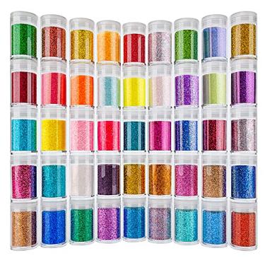 Imagem de Conjunto de 45 cores com glitter ultrafino, pó de glitter holográfico para copos, glitter para artes e artesanato, glitter de resina epóxi para festivais, glitter cosmético para corpo, unha, rosto, cabelo, sombra e maquiagem