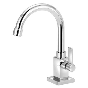 Imagem de Torneira Lavatório Banheiro Quadrada Bica Móvel Metal 1/4V.