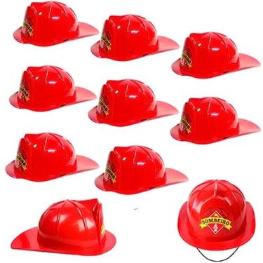 Imagem de Kit Capacete de Bombeiro Infantil Adulto Para Festa Fantasia Chapéu Vermelho para Crianças (40 unidades)