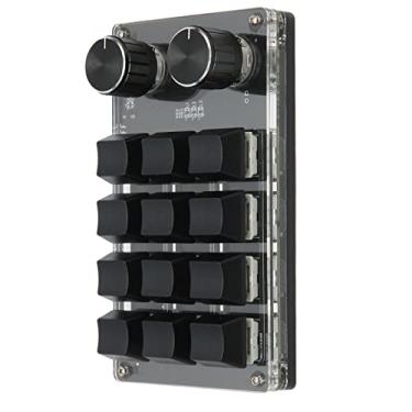 Imagem de ASHATA Mini teclado mecânico com 1 mão, teclado programável, macro programável por USB com fio, 12 teclas, 2 botões RGB azul claro interruptor PC universal