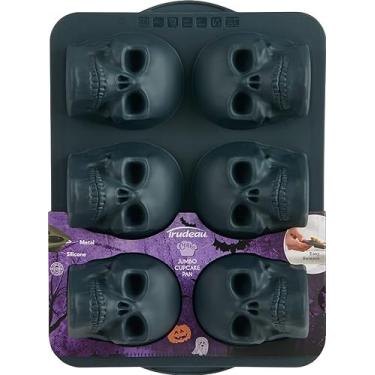 Imagem de Trudeau Crave Steel Reinforced Silicone 6 Cup Jumbo Skull Muffin / Cupcake Pan
