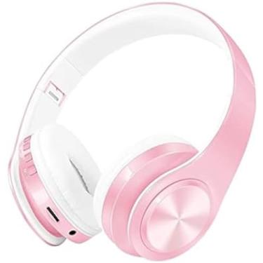 Imagem de Fones De Ouvido Bluetooth Headset Fones De Ouvido Sem Fio Com Suporte Para Cartão SD Com Reprodução De Microfone 20 Horas Eletrônica,Rosa Suave,P 52x30x20cm,Hilarious123