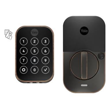 Imagem de Yale Assure Lock 2 Plus Apple Home Keys, fechadura de porta de entrada sem chave bronze com teclado para bloqueio de entrada de código e desbloqueio automático (sem Wi-Fi). Acesso remoto requer Apple