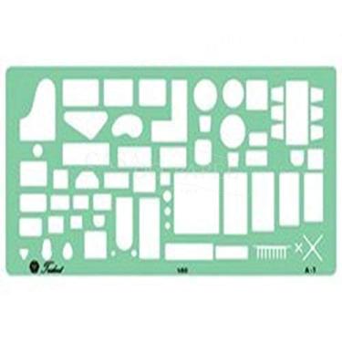 Imagem de Gabarito Completo de Móveis e Sanitários, A-1, Trident, Acrílico Azulado, 30 x 15 cm