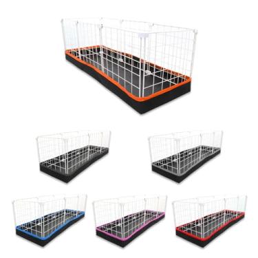 Imagem de Cercado Aramado Pet Porquinho da Índia 30x90 com Bandeja Higiênica Tapete Impermeável Fácil de Limpar Cercadinho Proteção Pequenos Pets