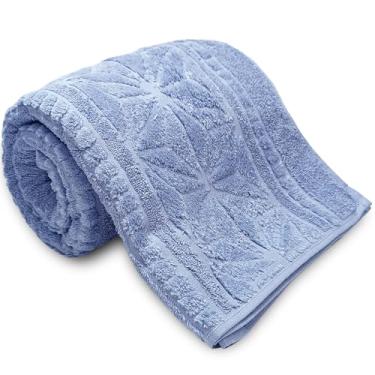 Imagem de Toalha de Rosto Dohler Confort 500 g/m2 100% Algodão Felpuda Macia - Barra Jacquard Aveludada 50 x 90 (Estrelas Azul 7451)