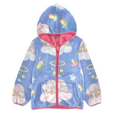 Imagem de KLL Elefantes dormindo jaqueta de lã infantil com capuz jaqueta de inverno infantil de lã rosa jaqueta com zíper 3T, Elefantes adormecidos, 4 Anos