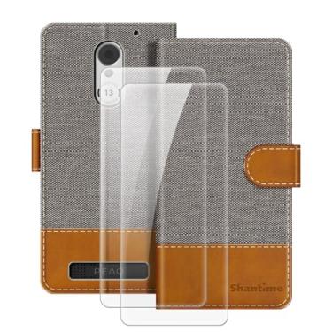 Imagem de MILEGOO Capa de couro para Peaq PSP 400 capa magnética para celular com carteira e compartimento para cartão + [pacote com 2] protetor de tela de vidro temperado para Peaq PSP 400 (6,5 polegadas)