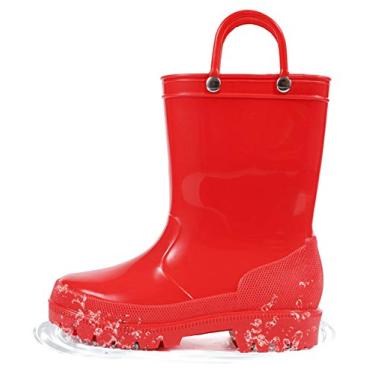 Imagem de Botas de chuva infantis leves e adoráveis HugRain, Vermelho, 13 Little Kid