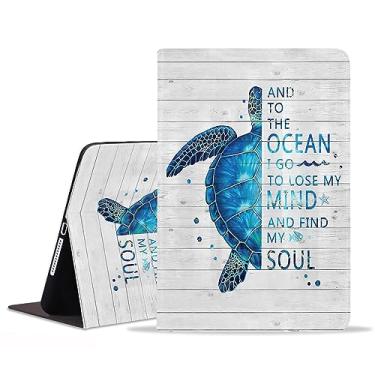 Imagem de BXIKEOPIU Capa para Samsung Galaxy Tab S9 11 polegadas 2023 (Modelo: SM-X710/X716B/X718U), capa fólio fina de couro PU com suporte para despertar automático, palavras engraçadas com tartaruga marinha