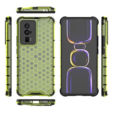 Imagem de Pzwoxukhov Capa compatível com Redmi K60 / K60 Pro, compatível com Xiaomi Poco F5 Pro Honeycomb anti-queda capa com absorção de choque verde