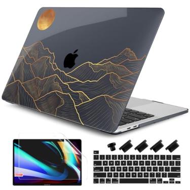 Imagem de DONGKE Compatível com MacBook Pro 13 polegadas 2024 2023-2020 versão A2338 M2/M1 A2251 A2289 com tela retina e Touch ID, capa rígida de plástico e capa de teclado e película de tela - Montanha