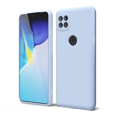 Imagem de oakxco Capa de silicone para Motorola Moto One 5G ACE (One 5G UW Ace), capa de telefone de gel de borracha macia para mulheres e meninas, ajuste fino, protetor estético TPU bumper com aderência, azul claro