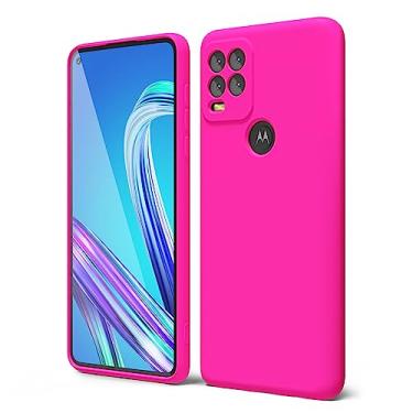 Imagem de oakxco Capa de telefone projetada para Motorola Moto G Stylus 5g 2021 de silicone, cor brilhante neon vibrante, capa de telefone de gel de borracha macia para mulheres e meninas bonitas, fina, fina, flexível, protetora, TPU de 6,8 polegadas, rosa choque