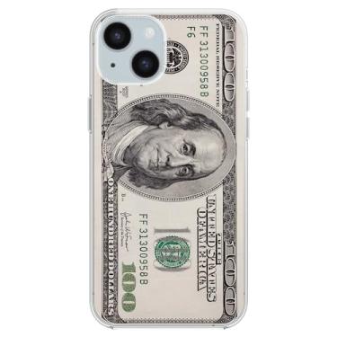 Imagem de Blingy's Capa para iPhone 15, capa protetora de TPU macio com design de notas de cem dólares divertida compatível com iPhone 15 de 6,1 polegadas ($100 Bill)