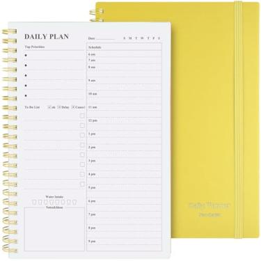 Imagem de Agenda diária sem data, Asten To Do List Caderno de horários Planejador de Horas Planejador Espiral Agenda Caderno para Homens e Mulheres, Agenda Diária para TDAH, Planejador de Trabalho com Bolso Interno 21 cm x 14,7 cm (Amarelo)