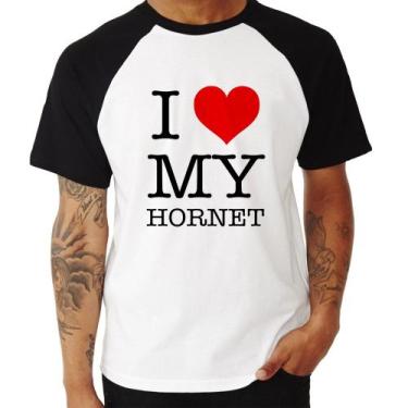 Imagem de Camiseta Raglan I Love My Hornet - Foca Na Moda