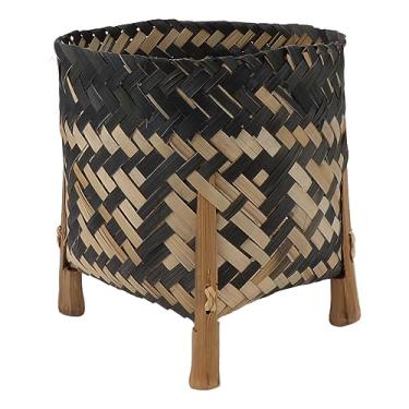 Imagem de Organizador de Vasos de Plantas de Tecelagem de Bambu Nórdico Tecido à Mão para Armazenamento Interno e Externo