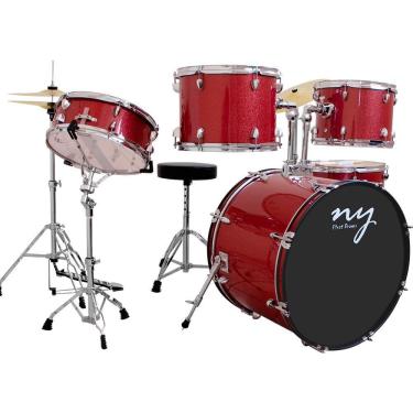 Imagem de Bateria Acústica 2t Pr Sp Red Sparkle Vermelha Com Banco Ny F1rst [F097]