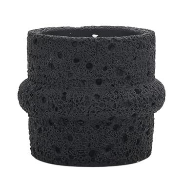 Imagem de A vela de terapia de cimento fosco de 2 peças pode ser preenchida com cera para casamentos, jantares, decorações de festa - bacia de cabelo apenas preta (bacia vazia)