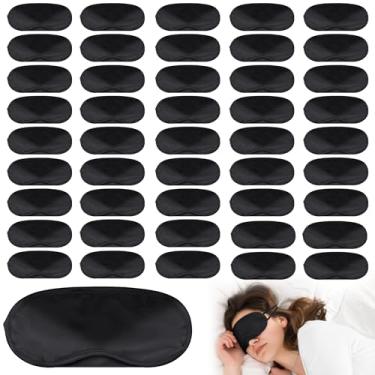 Imagem de Aneco 50 peças de máscara de véspera de olhos vendados com almofada de nariz e alça ajustável para viagens, dormir, meninas, festa do pijama, suprimentos para festas, preto
