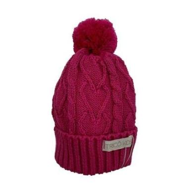 Imagem de Gorro de Tricô Para Meninas Com Pompom Rosa Forte-Feminino