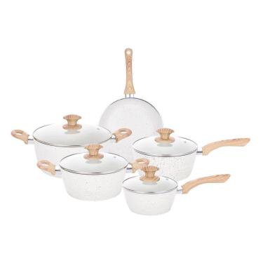 Imagem de Jogo De Panelas Cerâmica Indução Tampa De Vidro 5 Peças