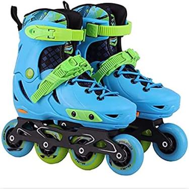 Imagem de Patins em linha Patins em linha Tamanho ajustável, Lâminas infantis Patins divertidos Patins em linha seguros e duráveis ​​para crianças Mulheres Homens Adultos Meninos Meninas - Rolo em lin
