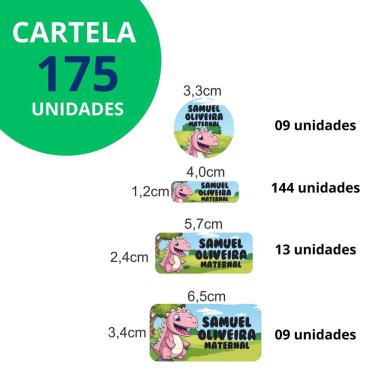 Imagem de Adesivo Etiqueta Escolar Personalizado Vinil Dinossauro 175 UN