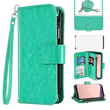 Imagem de Asuwish Capa de celular para Samsung Galaxy S8 Plus carteira com protetor de tela alça transversal flip zíper suporte para cartão TPU slot suporte S8plus S 8 8plus 8S Edge S8+ SM-G955U mulheres