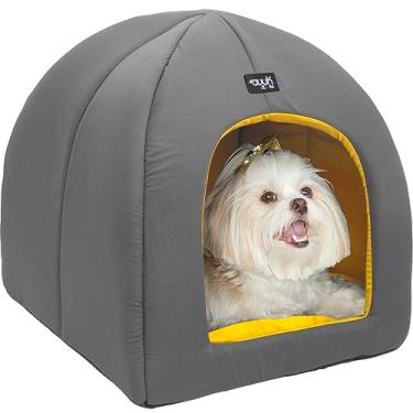 Imagem de Toca 2x1 Amarelo Avuk Pet Cama Cachorro Gato Casa Cabana