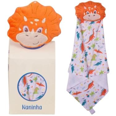 Imagem de Naninha para Bebê de bichinho de pelúcia com prendedor de chupeta (Dino Laranja)