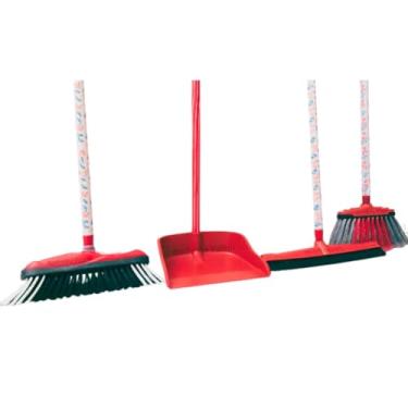 Imagem de Kit Vassoura Multiuso, Rodo Duplo Grande, Vassoura de Pelo e Pá de lixo todos com Cabo