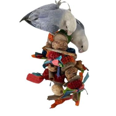 Imagem de Brinquedos de papagaio, brinquedos de pássaros naturais, manga de madeira, colorido, trançado, feito à mão, para papagaios da Amazon, calopsitas, papagaios cinzentos africanos, tentilhões e outros