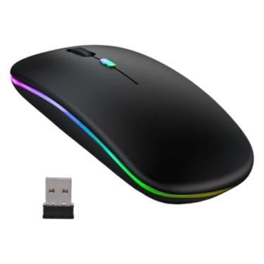 Imagem de Mouse Sem Fio Led Ergonômico Recarregável Cor Preto