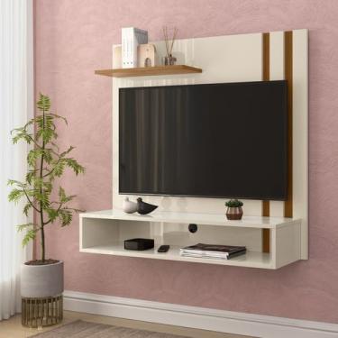 Imagem de Painel Light Para TV 32 Polegadas Com 2 Nichos - gkmoveis cor:off white GK MOVEIS