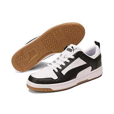 Imagem de PUMA Tênis casual masculino Rebound Layup Low, Branco/preto, 46