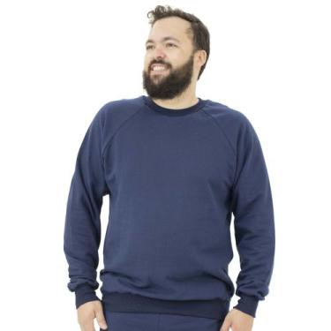 Imagem de Blusa Moletom Masculina Plus Size Flanelada Frio Inverno - Zafina