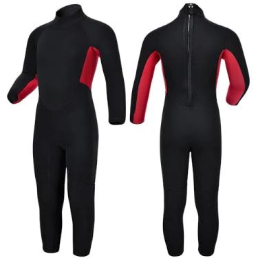 Imagem de REALON Roupa de mergulho infantil para meninas, meninos, crianças e jovens, 3 mm, neoprene, roupa de banho quente em água fria, maiô térmico, zíper nas costas, para natação, mergulho, jet ski, surfe