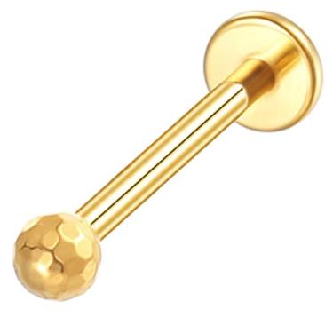 Imagem de Piercing Labret Titânio Pvd Bolinha Lapidada Rosca Interna Helix Tragus Conch Boca-Medusa (Dourado, 12)