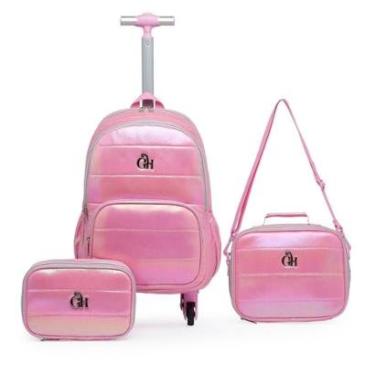 Imagem de Kit Mochila Rodinha Guelph Escolar Feminina Juvenil Lancheira Térmica Estojo Escolar-Feminino