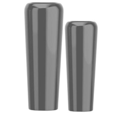 Imagem de Jogo Vasos Vietnamita 80cm E 65cm Fibra De Vidro Auto Brilho (Cinza Escuro)