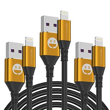 Imagem de Pacote com 3 cabos de carregador para iPhone 1,8 m, certificado MFI, cabo Lightning longo de 1,8 m para Apple iPhone 14 13 12 11 Pro X XS Max XR/8 Plus/7 Plus/6/6s Plus/5s/5c/iPad mini Air (dourado)