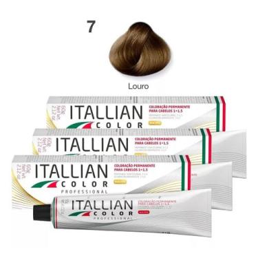 Imagem de Kit 3 Tintas de Cabelo Profissional 7.0 Louro Itallian Color - Itallia