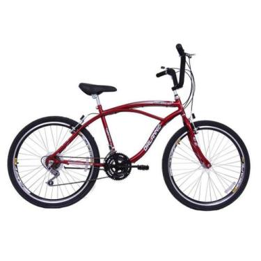 Imagem de Bicicleta Aro 26 Masculina Beach 18 Marchas Vermelha - Dalannio Bike, 